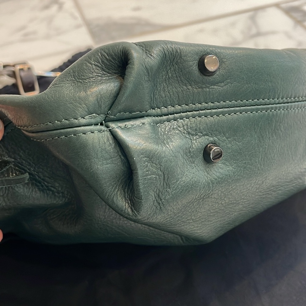 Horse and Nail handbag green silver and brown leather hobo style - Picture 6 of 15